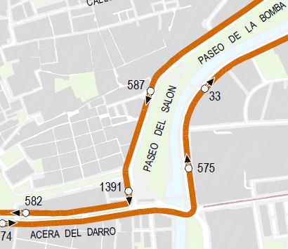 line 9 turns from Acera del Darro to Basilios