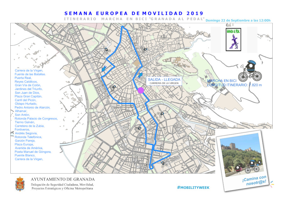 Itinerario marcha granada al pedal 2019