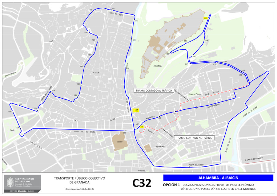 Diversion bus line C32 II Vive Tu calle Realejo Granada
