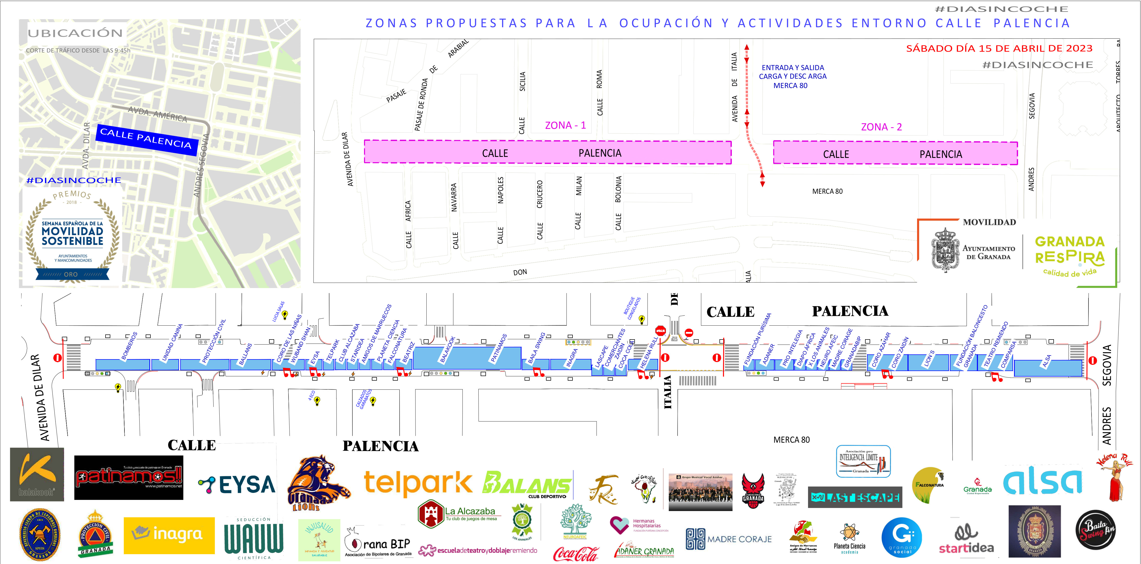 plano actividades dia sin coche calle palencia zaidín